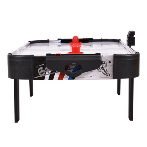 Costway 42''Air Powered Hockey Table Game Room Indoor Sport Electronic Scoring 2 Pushers - Black+White GLOBAL SHIPPING