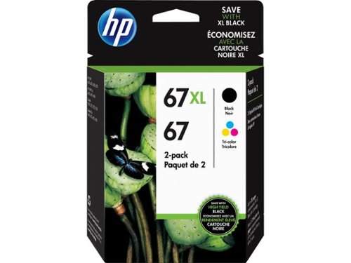 HP - 67XL/67 Multipack Ink Cartridge, 2/Pack (3YP30AN#140) - Black|Tri-color-Front_Standard 