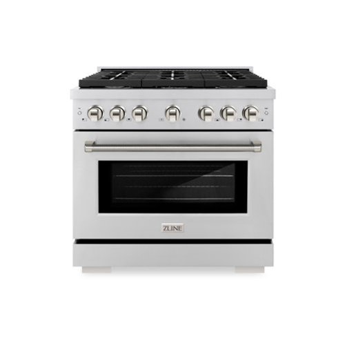 ZLINE - Autograph 36 in. 5.2 cu. ft. Freestanding Paramount Dual Fuel Range in Stainless Steel with Nickel Helix Handle - Stainless Steel