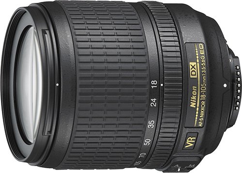  Nikon - AF-S DX NIKKOR 18-105mm f/3.5-5.6G ED VR Standard Zoom Lens - Black