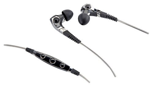  Denon - Music Maniac Wired Earbud Headphones - Black/Silver