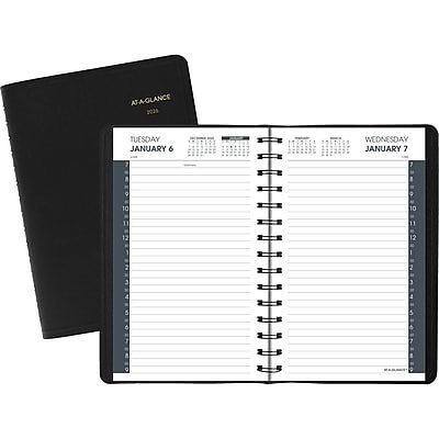 AT-A-GLANCE - 2026 My Day 5" x 8" Daily Appointment Book, Faux Leather Cover - Black-Front_Standard 