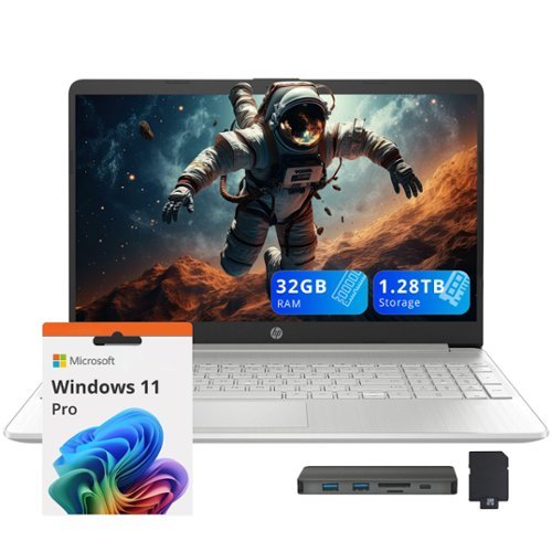 HP - 15.6" FHD Anti-Glare Laptop,Intel i3-1215U,32GB RAM,1TB SSD+288GB Docking Station,Win 11 Pro - Silver-Front_Standard 