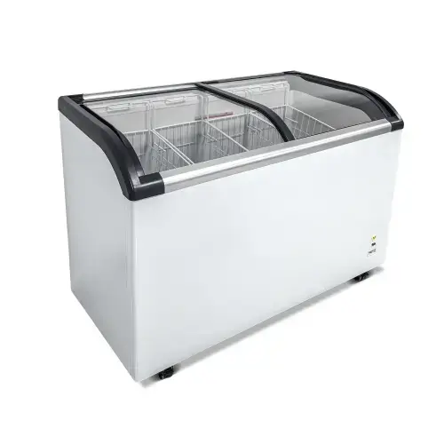 Front. WHALL - WHALL 9.8 Cu.Ft Curved Top Display Freezer, Lockable Lid, LED Light, -9.4℉–5℉ Temp, Casters for Commercial Frozen Food - White.