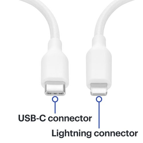 Best Buy essentials™ 6’ Lightning to USB-C Braided Charge-and-Sync Cable - White BUY IN EUROPE