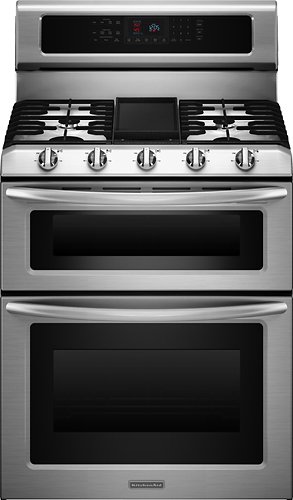  KitchenAid - 30&quot; Self-Cleaning Freestanding Double Oven Gas Convection Range - Stainless steel