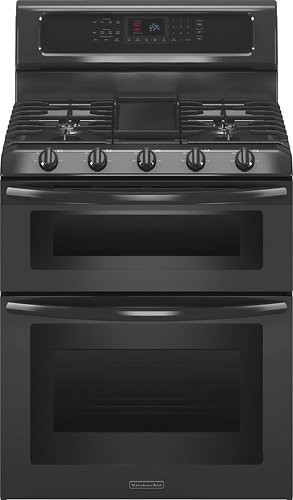  KitchenAid - 30&quot; Self-Cleaning Freestanding Double Oven Gas Convection Range - Black