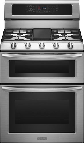  KitchenAid - 30&quot; Self-Cleaning Freestanding Double Oven Dual Fuel Convection Range - Stainless steel