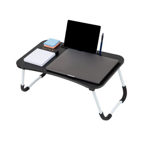 Mind Reader Lap Desk Laptop Stand, Bed Tray, Folding Legs, Couch Table, Portable, MDF , 23.25L x 13.75W x 10.5H - Black WORLDWIDE DELIVERY