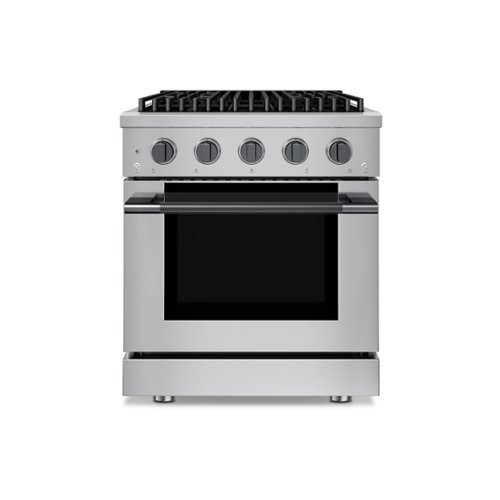 Hauslane - HausPro 30 in. 4 Burners (20,000 BTU) Freestanding Dual Fuel Range - Black Stainless Steel-Front_Standard 