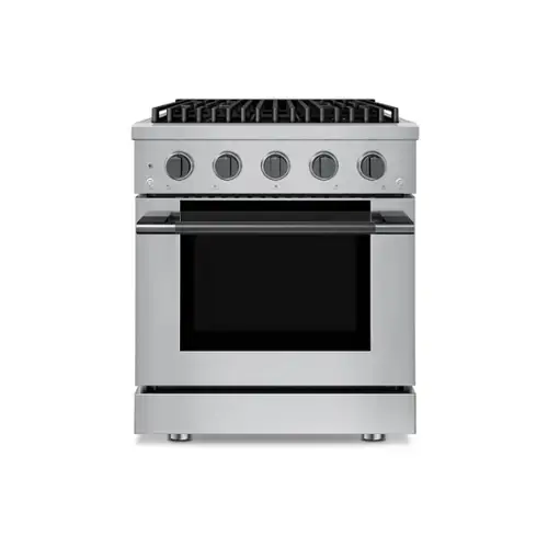 Front. Hauslane - HausPro 30 in. 4 Burners (20,000 BTU) Freestanding Dual Fuel Range with Convection Oven Black Stainless Steel - Black Stainless Steel.