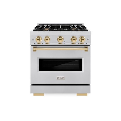 ZLINE - Autograph Edition 30" Classic Gas Range w/ 4 Burners & Polished Gold Accents (CGRZ-30-G) - Stainless Steel-Front_Standard 