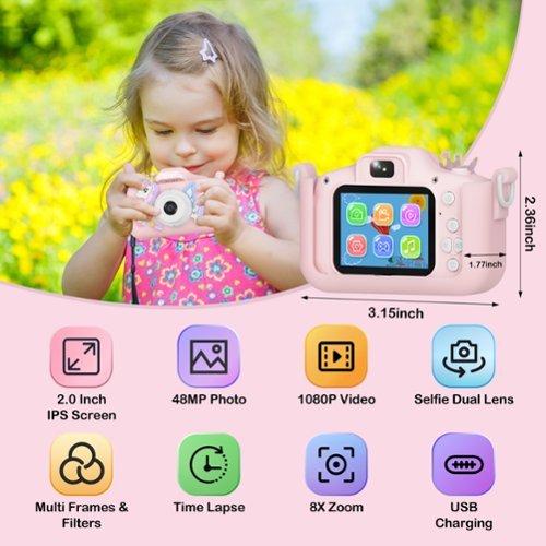 Contixo KC3 Kids Camera, 1080P Video Camera, Selfie Camera for Boys Girls, Kids Digital Camerawith Puzzle Games - Pink GLOBAL SHIPPING