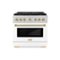 ZLINE - Autograph 36 in. Paramount Gas Range with 6 DuoPro Burners w/ White Door & Gold Accents (PSGRZ-WM-36-G) - Stainless Steel with White Matte Door-Front_Standard