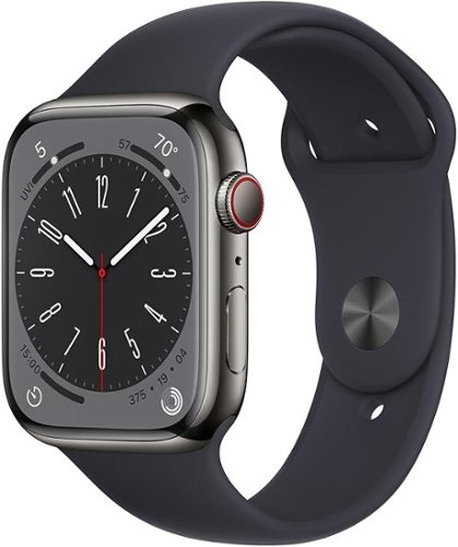 Refurbished Excellent - Apple Watch Series 8 Stainless Steel 45mm (GPS + Cellular) - Graphite - (2022)-Front_Standard 