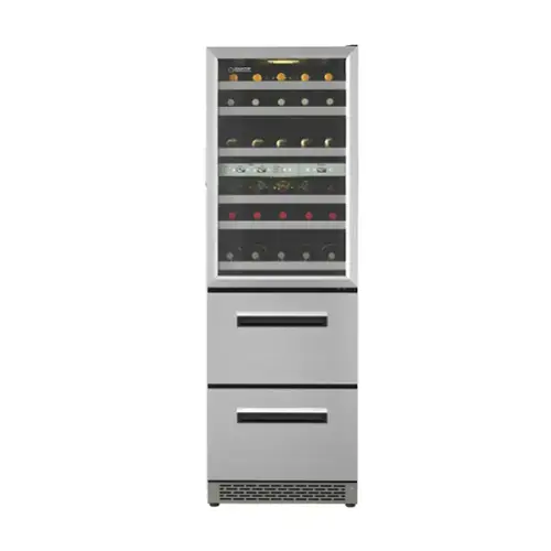 Front. Equator - Equator Connoisseurs Club 3-Zone 84 Bottle Wine Refrigerator+2 Drawers 110V - Silver.