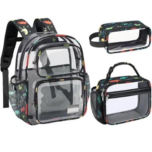 3pcs, A-black Dinosaur-Backpack & Pencil Case & L