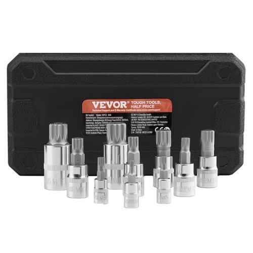 VEVOR XZN Triple Square Spline Bit Socket Set, 10 Piece M4 M18