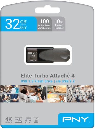 PNY Elite Turbo Attache 4 32GB USB 3.2 Flash Drive - Gray SHOP ONLINE
