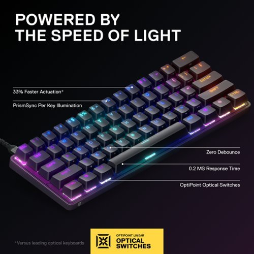 SteelSeries Apex 9 Mini 60% Wired Optical OptiPoint Adjustable Actuation Switch Gaming Keyboard with Rapid Tap - Black GLOBAL SHIPPING
