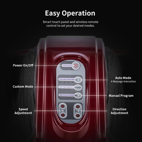 Costway Shiatsu Foot Massager Kneading and Rolling Leg Calf Ankle with Remote Burgundy - Burgundy/Black BUY ONLINE