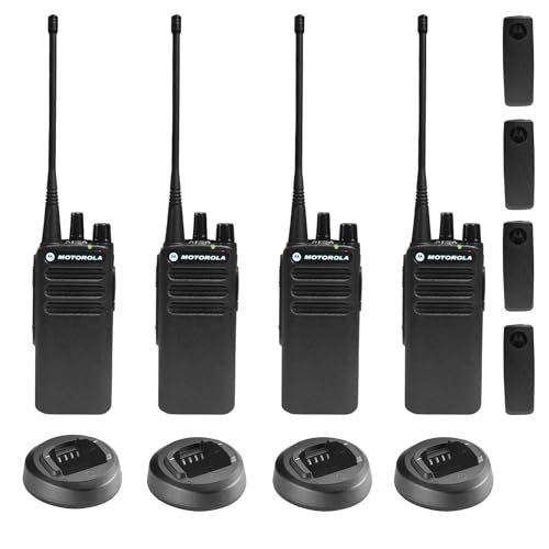 Motorola - CP100D Analog UHF Portable Non-Display Two Way Radio, 16 Channel, 4 Watt - 4 Pack Bundle - Black-Front_Standard 