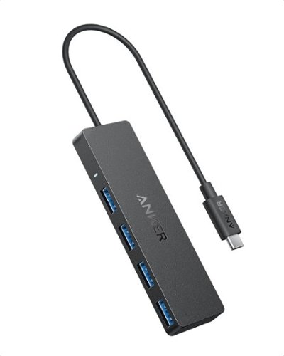 Anker - 4-Port USB 3.0 Hub with 5Gbps Data Transfer, Ultra-Slim Data USB C Hub - Black-Front_Standard 
