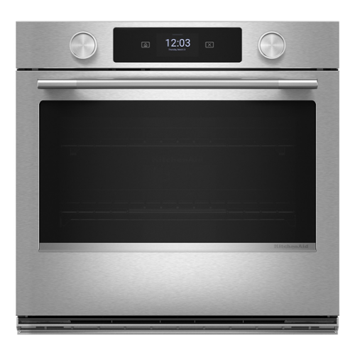 KitchenAid - 30" Smart Built-In Single Electric Convection Wall Oven with Assisted Cook Cycles - Stainless Steel-Front_Standard 