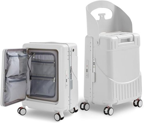 Circus Cirle - 20" Ride-on Luggage with Seat，Front Opening Carry-On Hardshell Ride On Suitcase - White-Front_Standard 