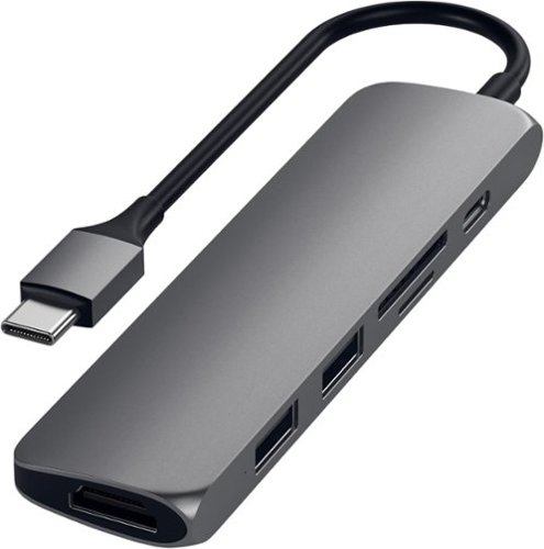 Satechi Slim Multi-Port Adapter V2 with USB-C PD, 4K HDMI, Micro/SD Card Readers, USB 3.0 for MacBook, Windows Laptops - Space Gray GLOBAL SHIPPING