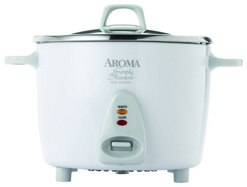 Aroma - Simply Stainless 20-Cup Rice Cooker - White/Stainless-Steel