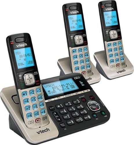  VTech - DS6751-3 DECT 6.0 Expandable Cordless Phone System with Connect to Cell Digital Answering System - Champagne/Black