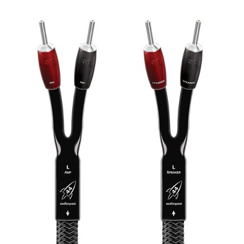 AudioQuest - Rocket 44 15' Pair Full-Range Speaker Cable, Silver Banana Connectors - Silver/Black