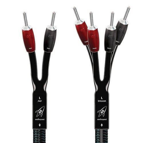 AudioQuest - Rocket 88 12' Pair Bi-Wire Speaker Cable, Silver Banana Connectors - Green/Black