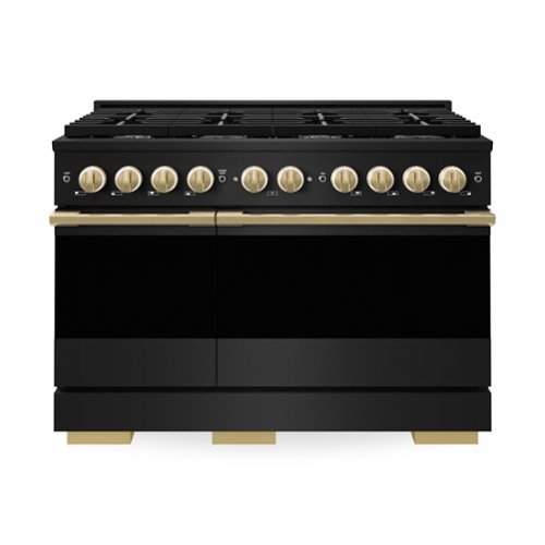 ZLINE - Autograph 48 in. 6.7 cu. ft. Marino Freestanding Gas Range with 8 Burners in Black Stainless Steel and Gold Accents - Black Stainless Steel