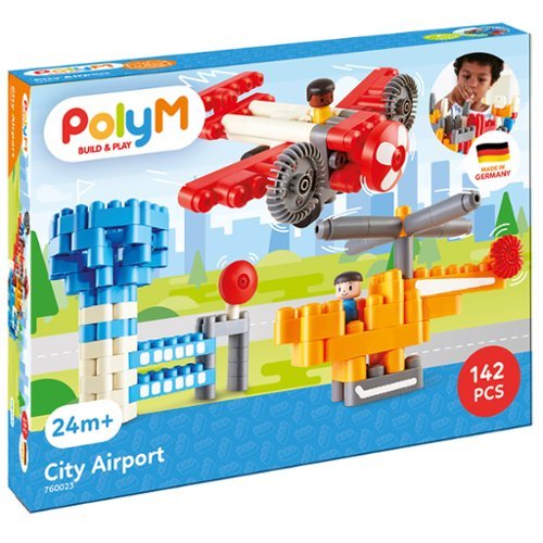 Hape - Hape: PolyM: City Airport - 142pc Building Blocks Toy Set-2+