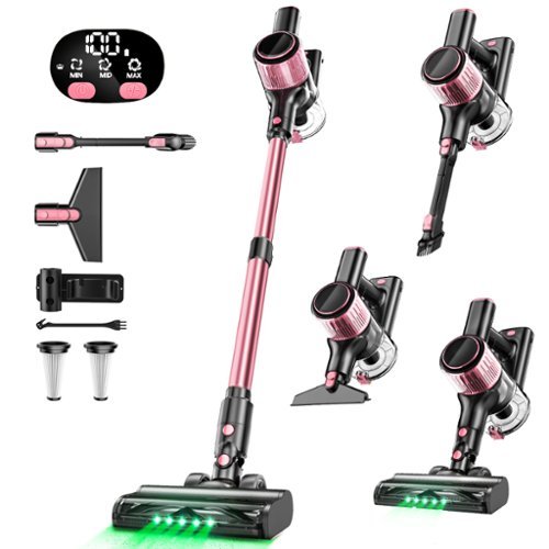 Jeremy Cass - 450W Handheld Vacuums with LED Display, Energy Saving, Low Noise, Lightweight & Effortless - Pink-Front_Standard 
