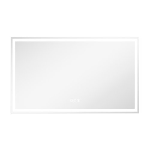 LOVMOR - 60 x 36 Inches Tempered Glass LED Bathroom Mirror with Anti-Fog & 3-Color Dimmable Lighting - Silver