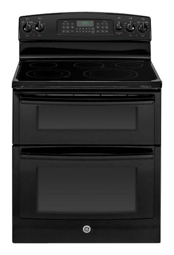 GE - 30" Self-Cleaning Freestanding Double Oven Electric Range - Black-Front_Standard 