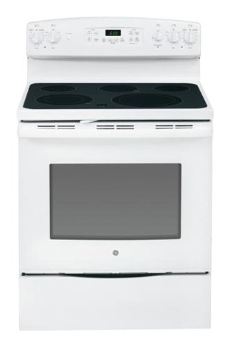  GE - 30&quot; Self-Cleaning Freestanding Electric Convection Range - White on White
