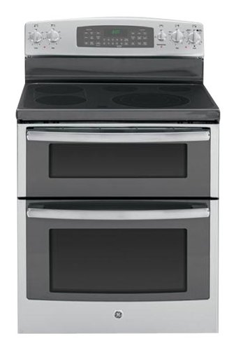 GE - 30" Self-Cleaning Freestanding Double Oven Electric Convection Range - Stainless steel-Front_Standard 