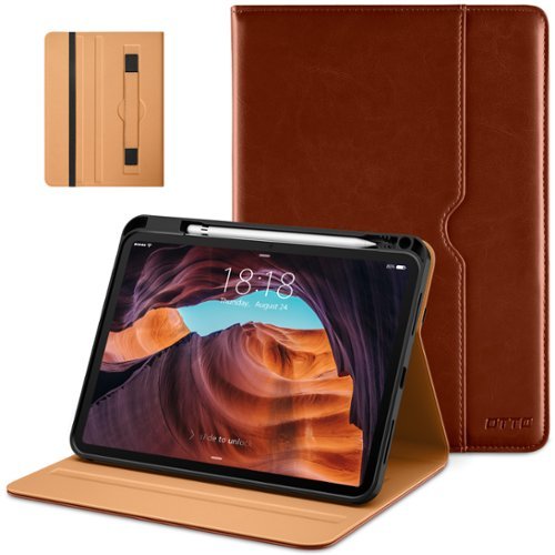 DTTO - Case for iPad 11th Gen 11" 2025 (A16) & 10th Gen 10.9" 2022, Leather Folio Cover with Pencil Holder & Auto Wake/Sleep - SaddleBrown-Front_Standard 