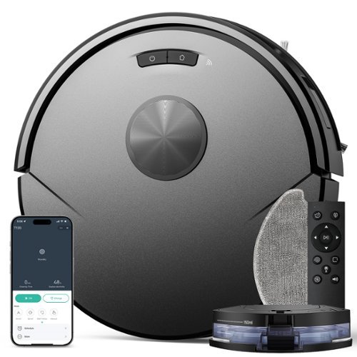 Teendow - 2-in-1 Robot Vacuum and Mop Combo with 8000Pa Suction, Ultra-Thin, 120-Min Runtime, Self-Charging, App & Remote Control - Black-Front_Standard 