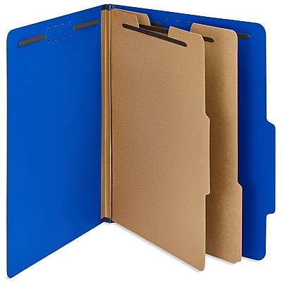 Staples - 100% Recycled Heavy Duty Classification Folder, 2-Dividers, 2" Expansion, Letter Size, Dark 10/Box - Blue-Front_Standard 