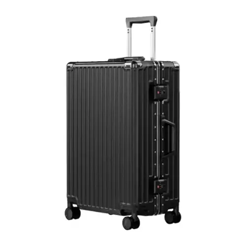 Front. Brick Attic - 24 Inch Luggage PC+ABS Aluminum Frame Zipperless Checked Luggage Hard Shell Suitcase with TSA Lock Double Spinner Wheels - Black.