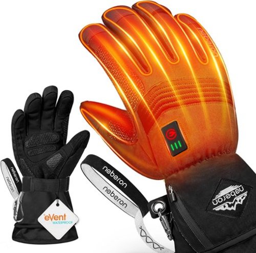 Neberon - Heated Gloves for Men Women,Event Waterproof Winter Mittens for Skiing Snowboarding Motorcycling - Medium - Black