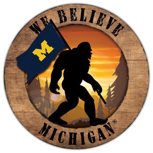 Fan Creations - Michigan Wolverines 12'' We Believe Bigfoot Circle Sign - Multicolor-Front_Standard 