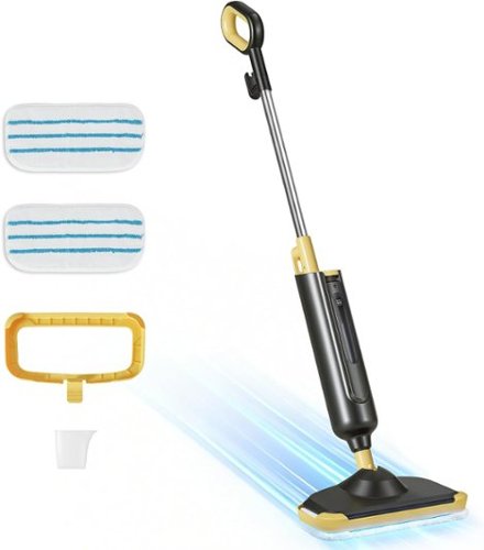 Sweet - Steam Mop for Floor Cleaning, Lightweight Floor Steamer with 2 Washable Pads - Black Yellow-Front_Standard 