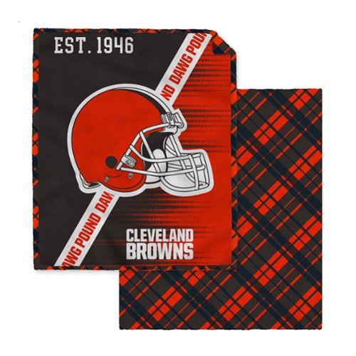 Pegasus - Cleveland Browns 60" x 80" Digital Dash Two-Sided Checkered Ultra Cozy Sherpa Blanket - Multicolor-Front_Standard 