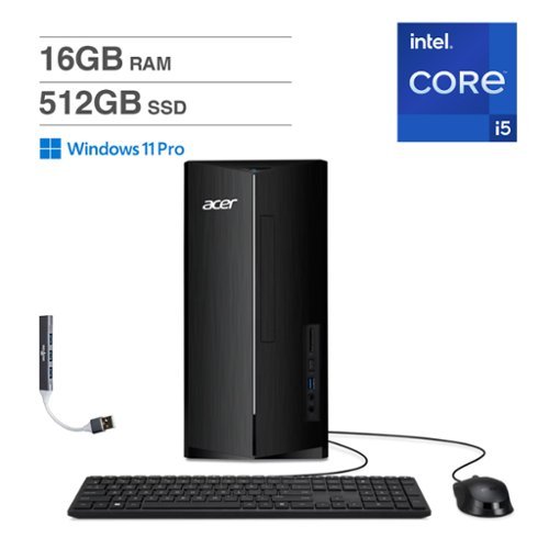 Acer - Aspire Desktop (i5-14400, 16GB, 512GB SSD, UHD, Win 11 Pro ) - Black-Front_Standard 